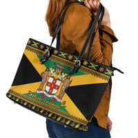 Jamaica Christmas Leather Tote Bag Coat Of Arms Merri Crissmuss - Wonder Print Shop