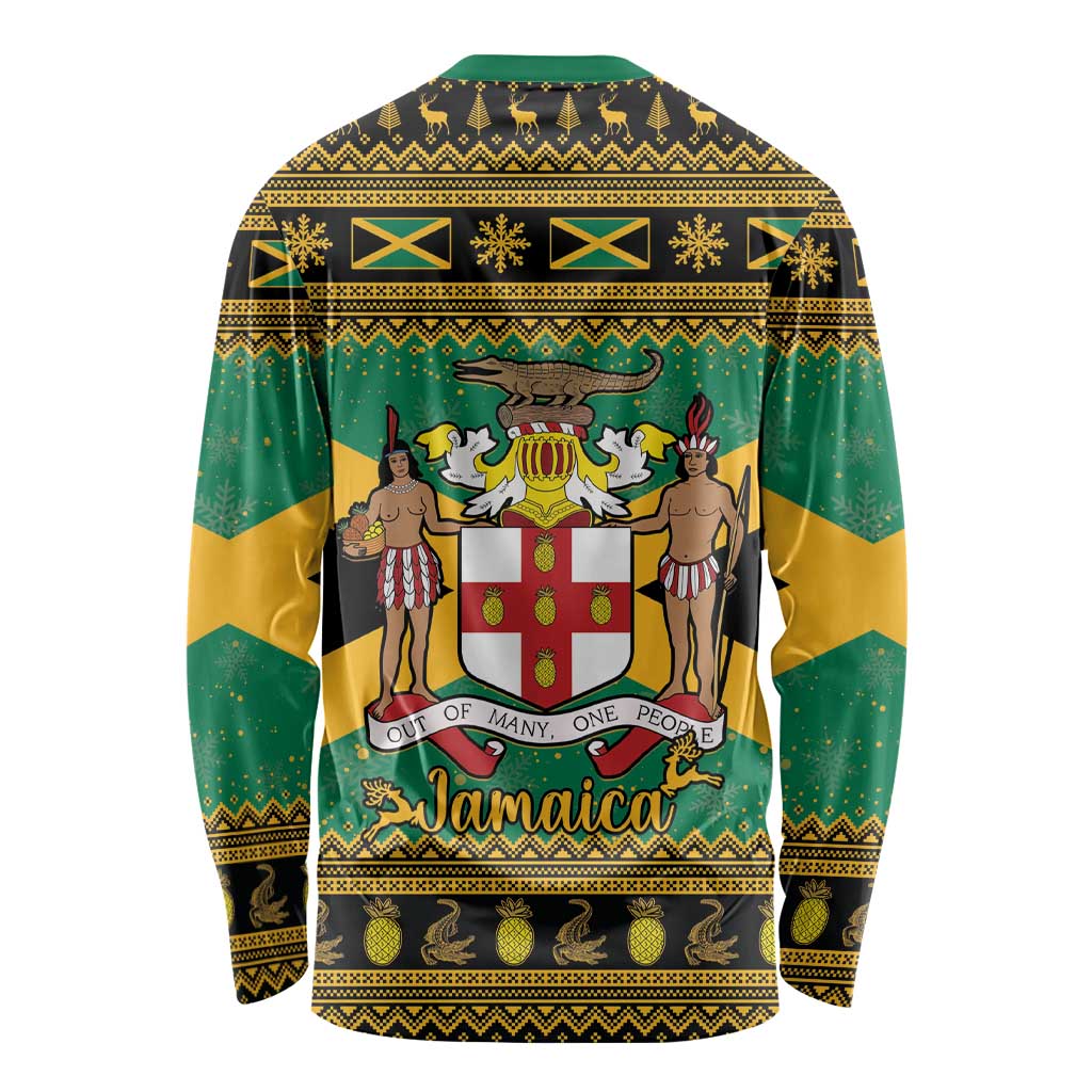 Jamaica Christmas Long Sleeve Shirt Coat Of Arms Merri Crissmuss - Wonder Print Shop