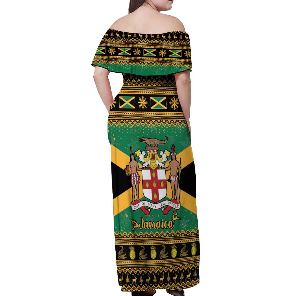 Jamaica Christmas Off Shoulder Maxi Dress Coat Of Arms Merri Crissmuss - Wonder Print Shop
