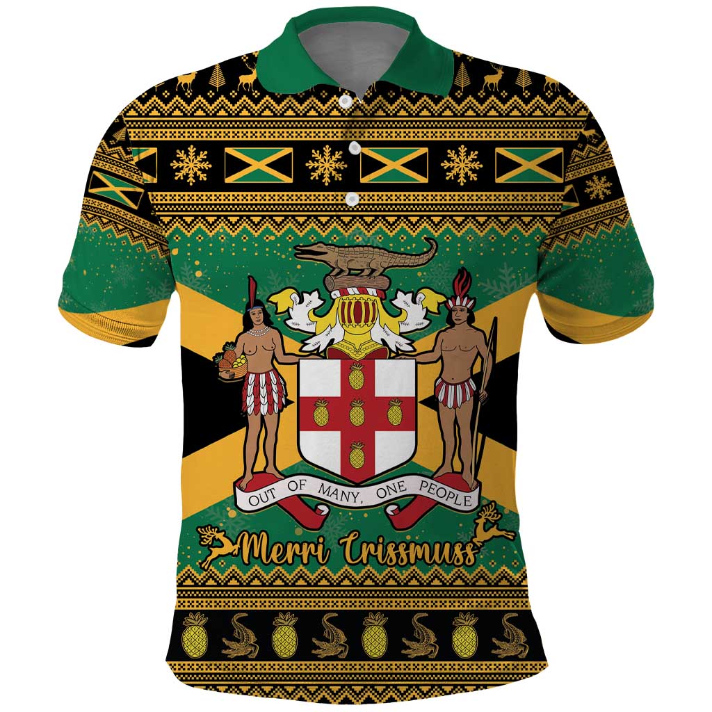 Jamaica Christmas Polo Shirt Coat Of Arms Merri Crissmuss - Wonder Print Shop