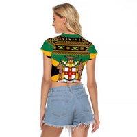 Jamaica Christmas Raglan Cropped T Shirt Coat Of Arms Merri Crissmuss - Wonder Print Shop
