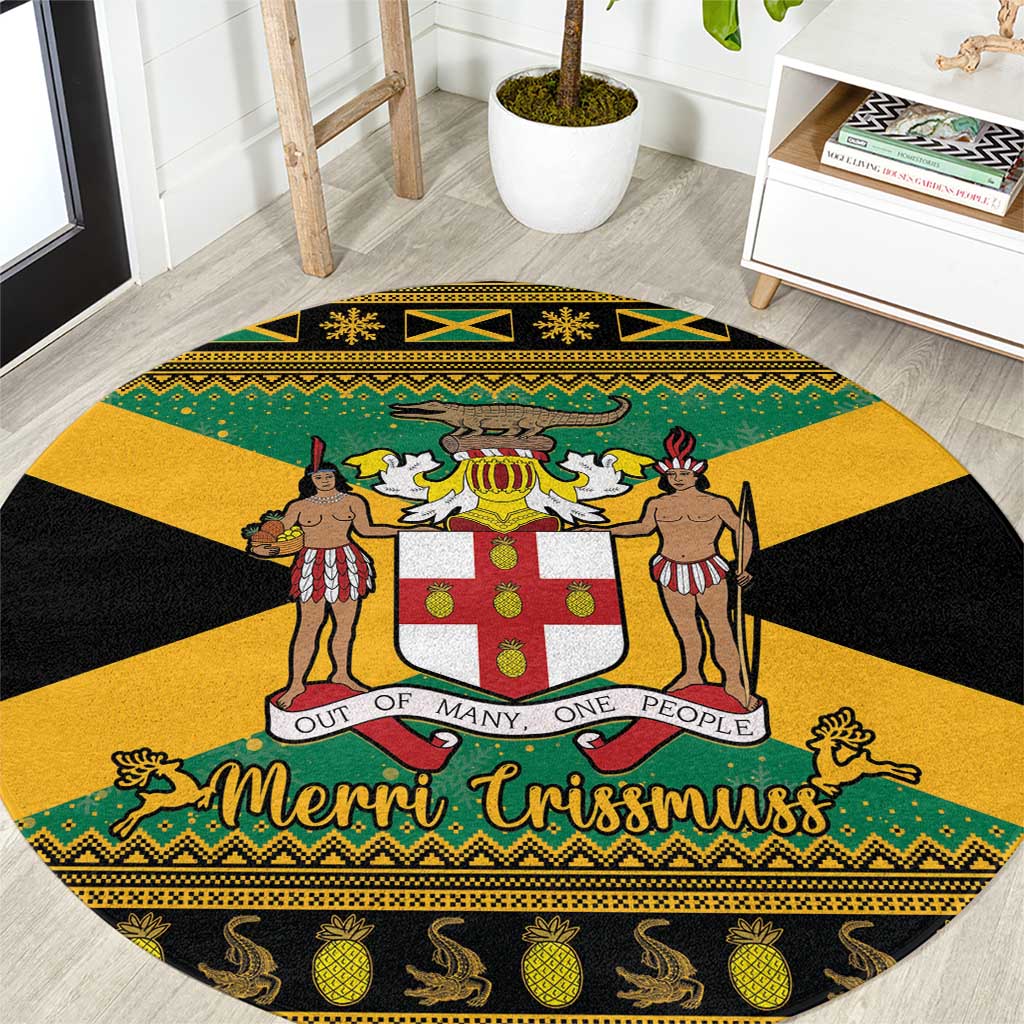 Jamaica Christmas Round Carpet Coat Of Arms Merri Crissmuss