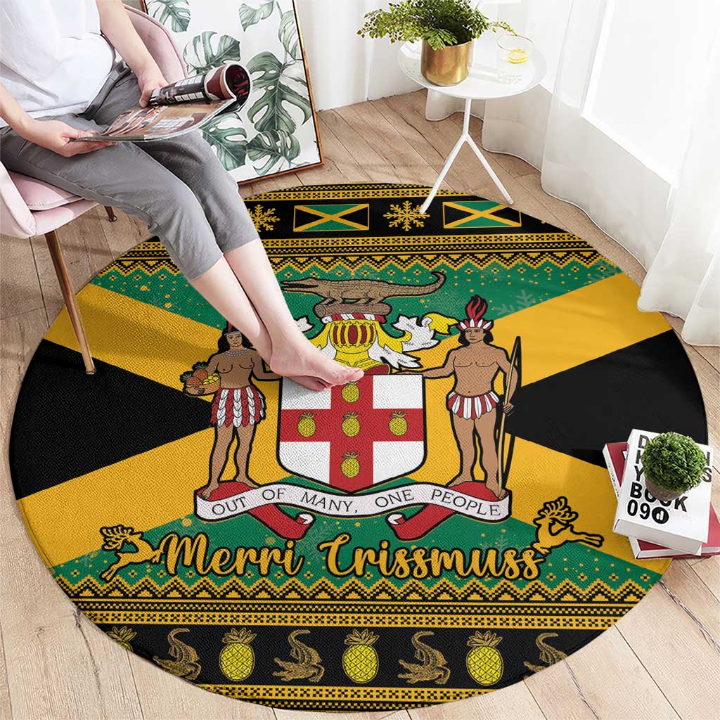 Jamaica Christmas Round Carpet Coat Of Arms Merri Crissmuss