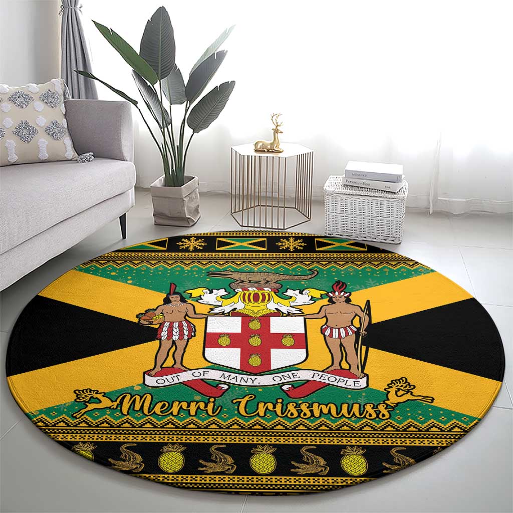 Jamaica Christmas Round Carpet Coat Of Arms Merri Crissmuss