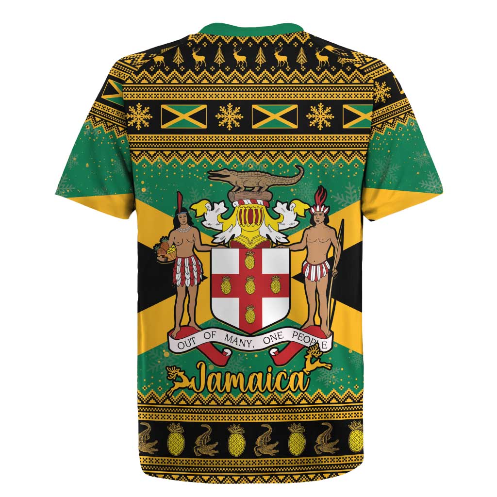 Jamaica Christmas Rugby Jersey Coat Of Arms Merri Crissmuss - Wonder Print Shop