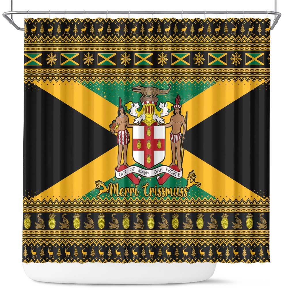 Jamaica Christmas Shower Curtain Coat Of Arms Merri Crissmuss