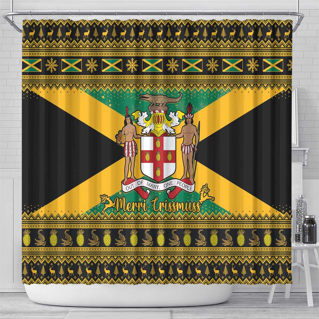 Jamaica Christmas Shower Curtain Coat Of Arms Merri Crissmuss