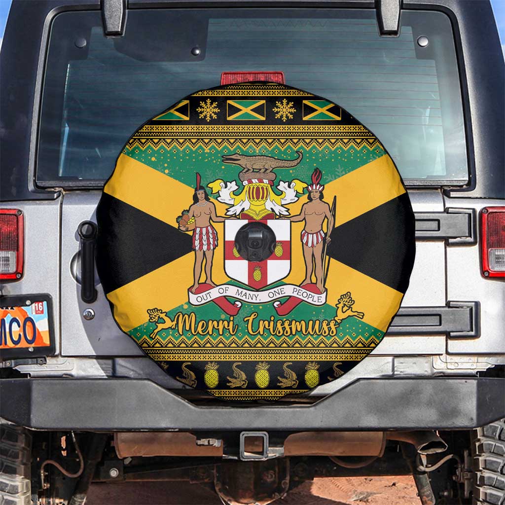 Jamaica Christmas Spare Tire Cover Coat Of Arms Merri Crissmuss - Wonder Print Shop