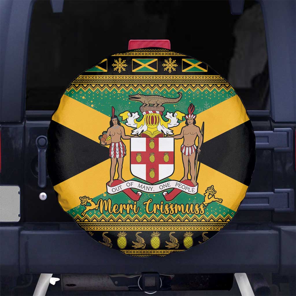 Jamaica Christmas Spare Tire Cover Coat Of Arms Merri Crissmuss - Wonder Print Shop