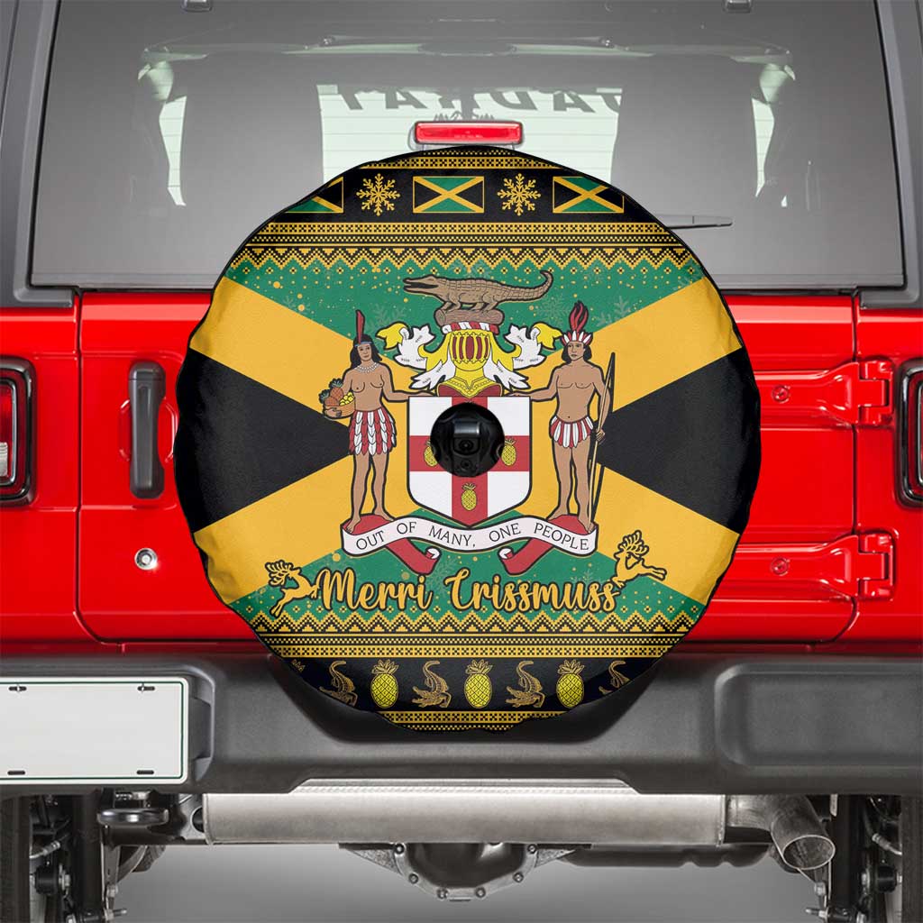 Jamaica Christmas Spare Tire Cover Coat Of Arms Merri Crissmuss - Wonder Print Shop