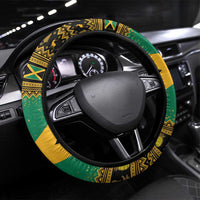 Jamaica Christmas Steering Wheel Cover Coat Of Arms Merri Crissmuss - Wonder Print Shop