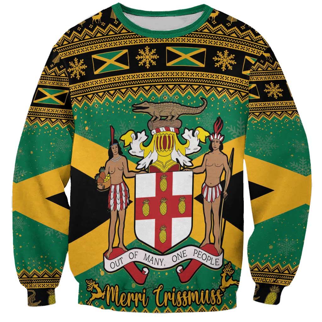 Jamaica Christmas Sweatshirt Coat Of Arms Merri Crissmuss - Wonder Print Shop