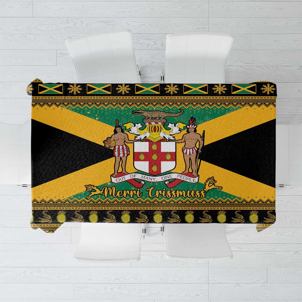 Jamaica Christmas Tablecloth Coat Of Arms Merri Crissmuss - Wonder Print Shop