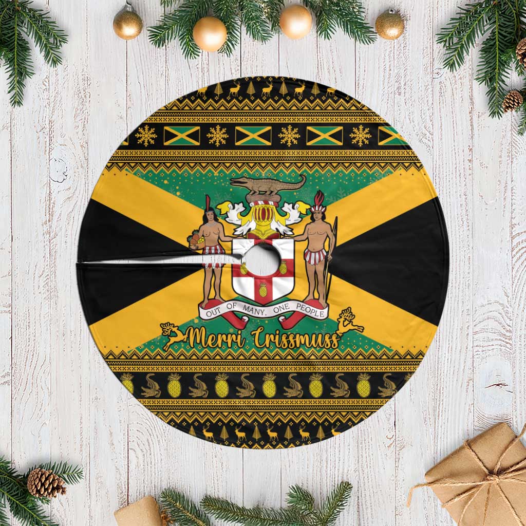 Jamaica Christmas Tree Skirt Coat Of Arms Merri Crissmuss - Wonder Print Shop