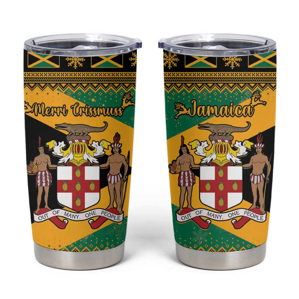 Jamaica Christmas Tumbler Cup Coat Of Arms Merri Crissmuss - Wonder Print Shop