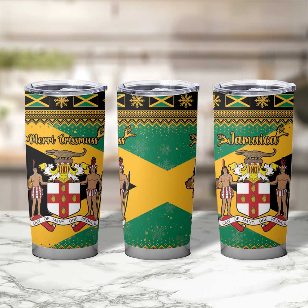 Jamaica Christmas Tumbler Cup Coat Of Arms Merri Crissmuss - Wonder Print Shop