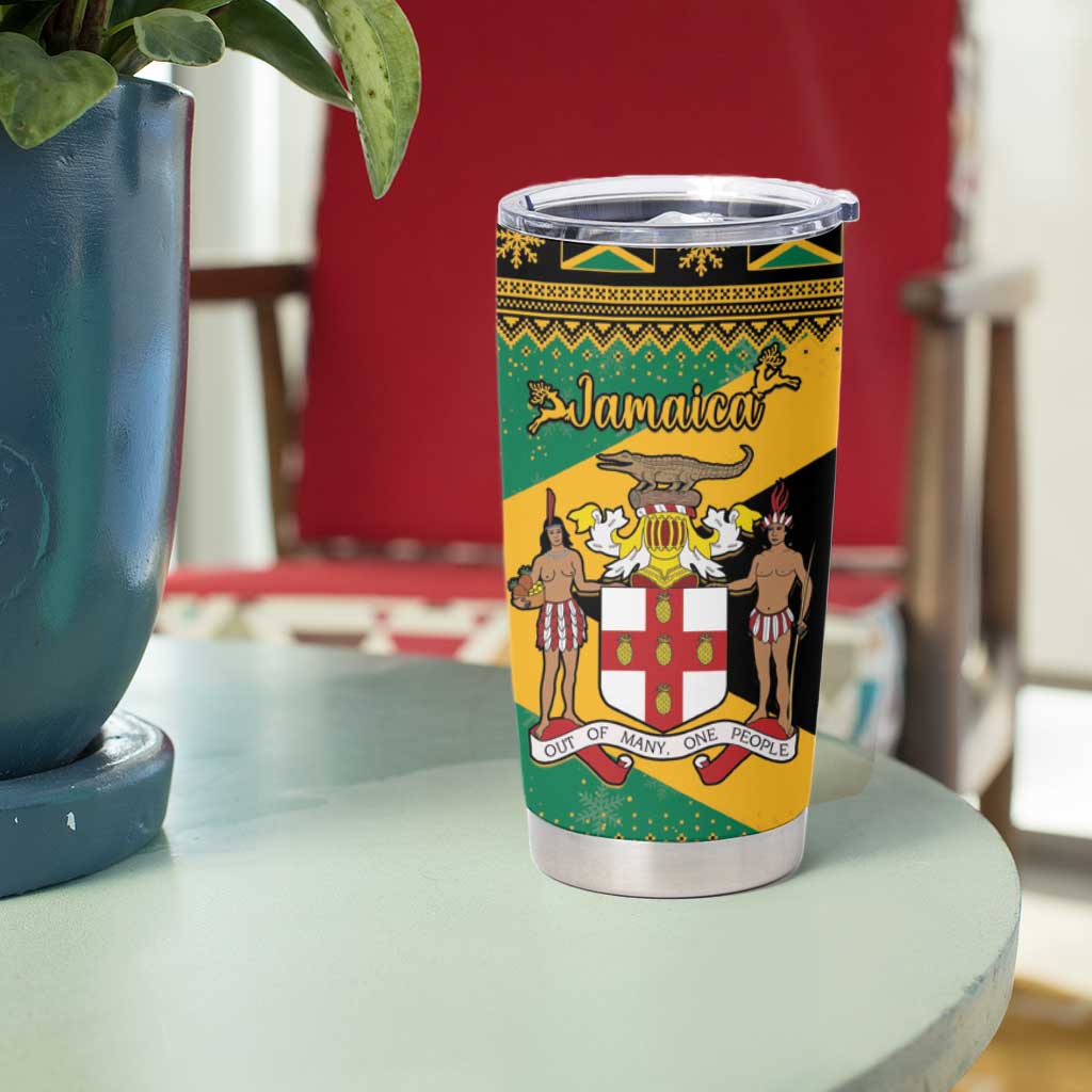 Jamaica Christmas Tumbler Cup Coat Of Arms Merri Crissmuss - Wonder Print Shop