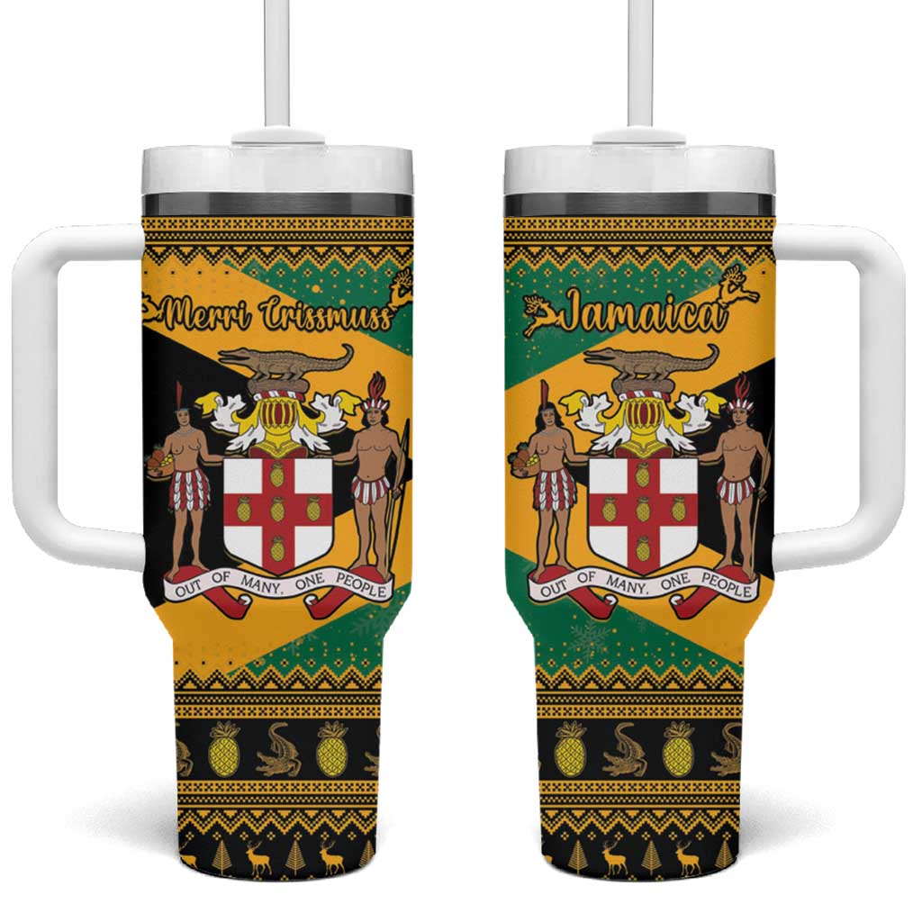 Jamaica Christmas Tumbler With Handle Coat Of Arms Merri Crissmuss - Wonder Print Shop