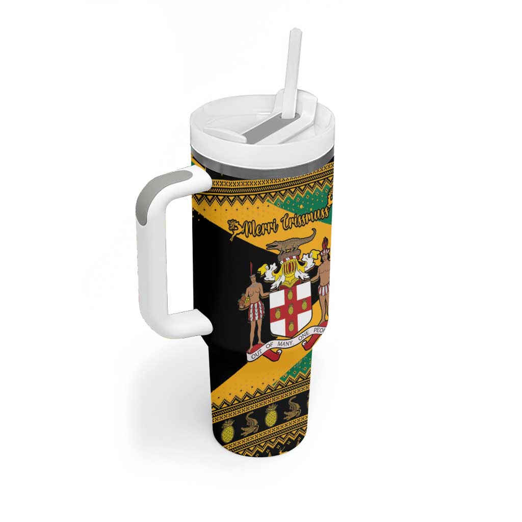 Jamaica Christmas Tumbler With Handle Coat Of Arms Merri Crissmuss - Wonder Print Shop