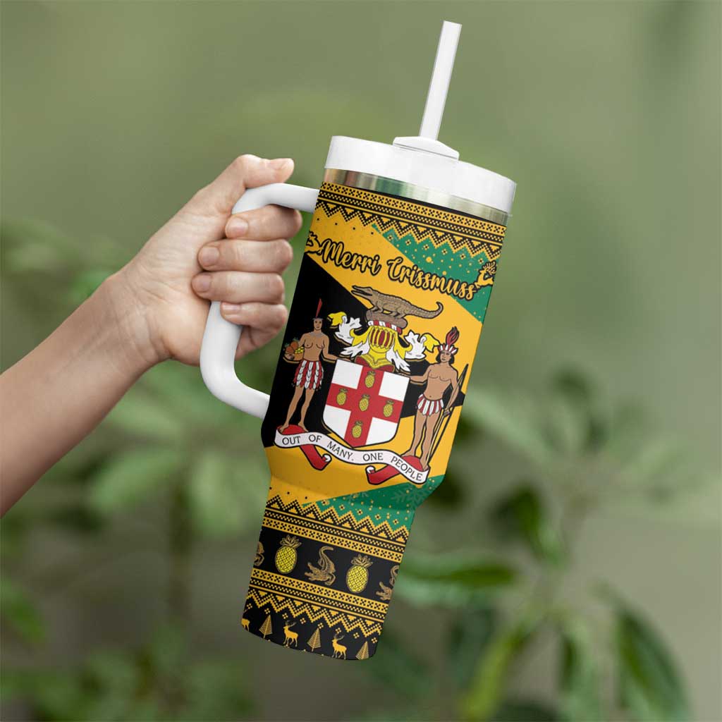 Jamaica Christmas Tumbler With Handle Coat Of Arms Merri Crissmuss - Wonder Print Shop