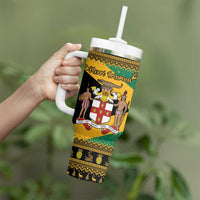 Jamaica Christmas Tumbler With Handle Coat Of Arms Merri Crissmuss - Wonder Print Shop
