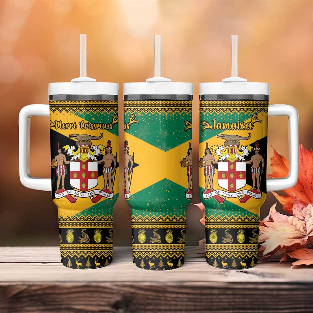 Jamaica Christmas Tumbler With Handle Coat Of Arms Merri Crissmuss - Wonder Print Shop