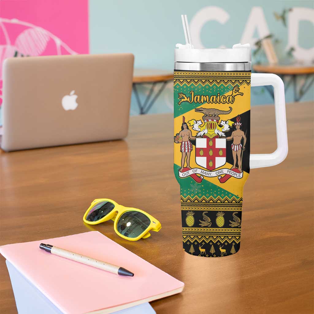 Jamaica Christmas Tumbler With Handle Coat Of Arms Merri Crissmuss - Wonder Print Shop