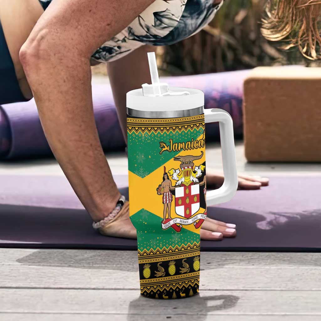 Jamaica Christmas Tumbler With Handle Coat Of Arms Merri Crissmuss - Wonder Print Shop