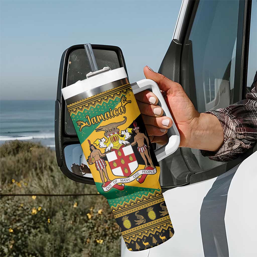 Jamaica Christmas Tumbler With Handle Coat Of Arms Merri Crissmuss - Wonder Print Shop