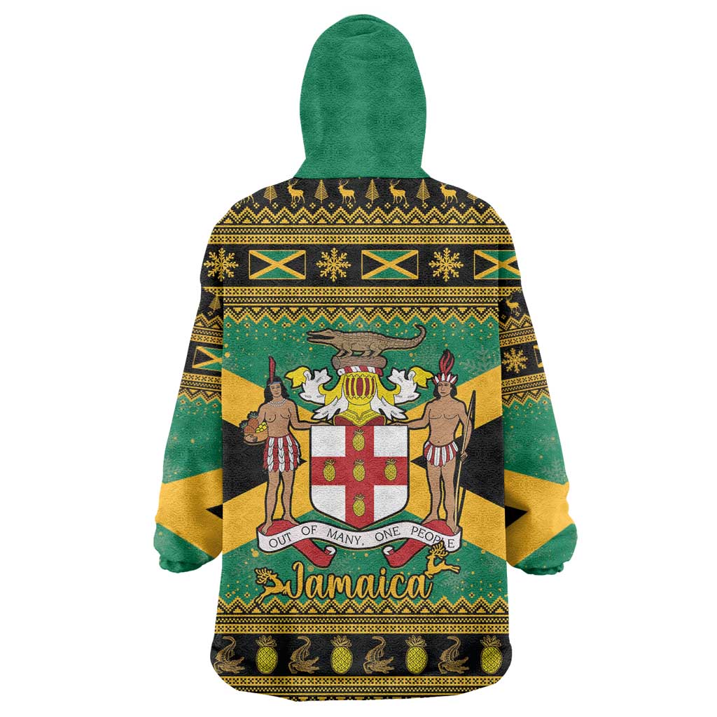Jamaica Christmas Wearable Blanket Hoodie Coat Of Arms Merri Crissmuss - Wonder Print Shop