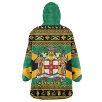 Jamaica Christmas Wearable Blanket Hoodie Coat Of Arms Merri Crissmuss - Wonder Print Shop