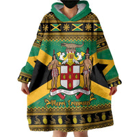 Jamaica Christmas Wearable Blanket Hoodie Coat Of Arms Merri Crissmuss - Wonder Print Shop