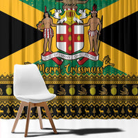 Jamaica Christmas Window Curtain Coat Of Arms Merri Crissmuss - Wonder Print Shop