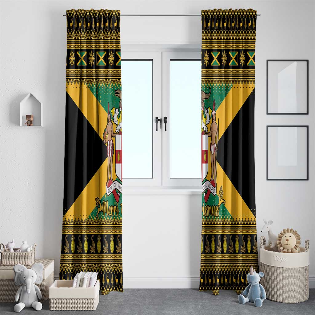 Jamaica Christmas Window Curtain Coat Of Arms Merri Crissmuss - Wonder Print Shop