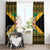 Jamaica Christmas Window Curtain Coat Of Arms Merri Crissmuss - Wonder Print Shop