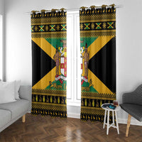 Jamaica Christmas Window Curtain Coat Of Arms Merri Crissmuss - Wonder Print Shop