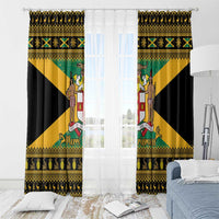 Jamaica Christmas Window Curtain Coat Of Arms Merri Crissmuss - Wonder Print Shop