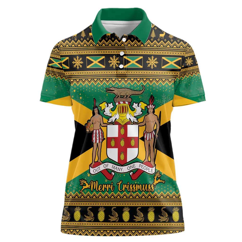 Jamaica Christmas Women Polo Shirt Coat Of Arms Merri Crissmuss - Wonder Print Shop
