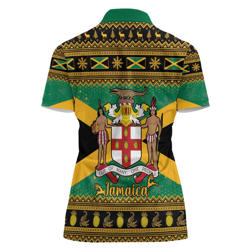 Jamaica Christmas Women Polo Shirt Coat Of Arms Merri Crissmuss - Wonder Print Shop