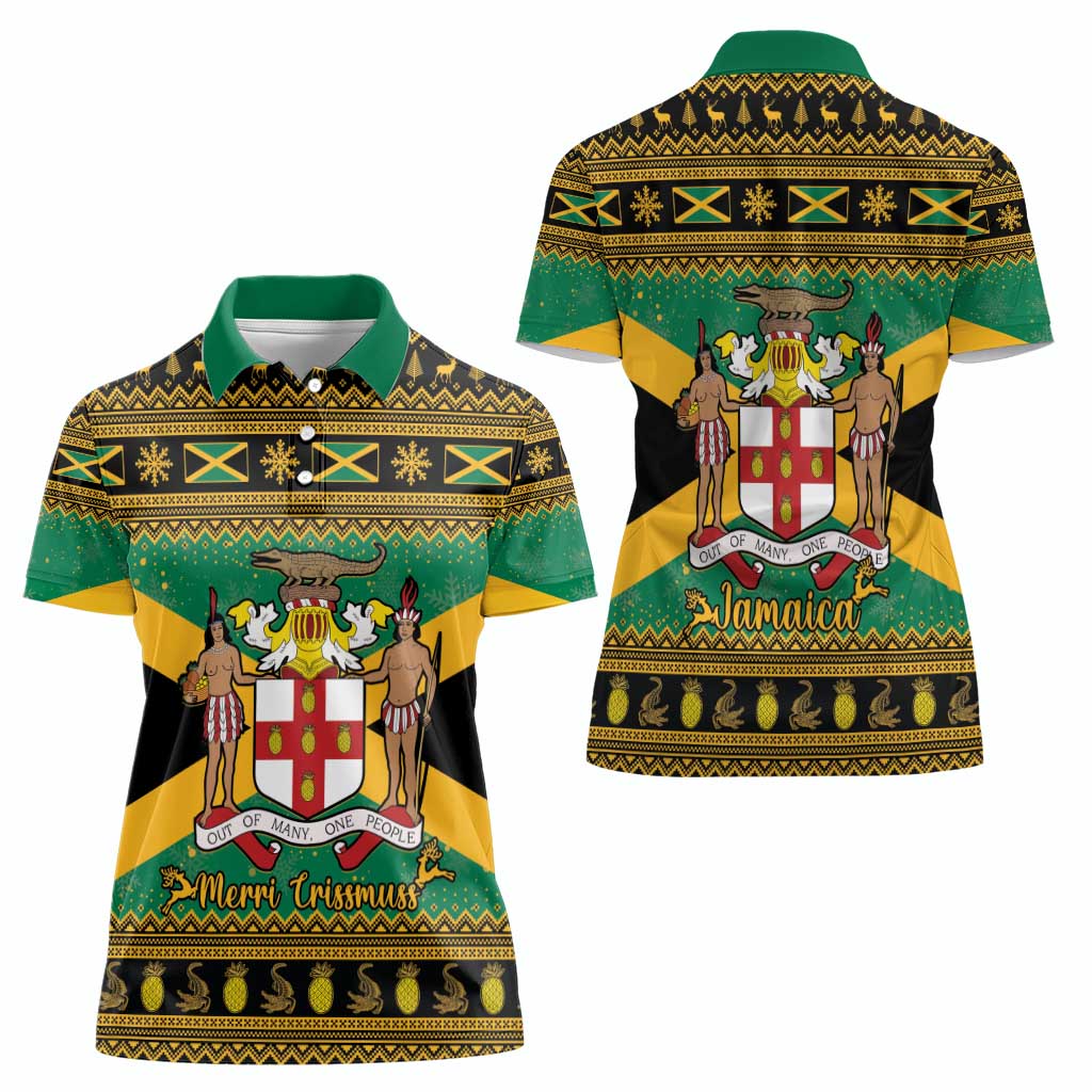 Jamaica Christmas Women Polo Shirt Coat Of Arms Merri Crissmuss - Wonder Print Shop