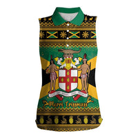 Jamaica Christmas Women Sleeveless Polo Shirt Coat Of Arms Merri Crissmuss - Wonder Print Shop