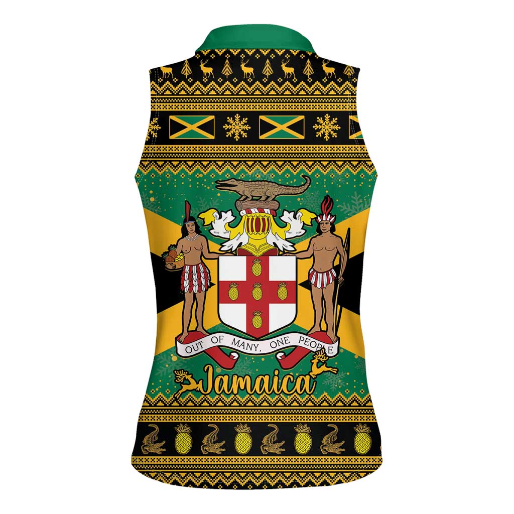 Jamaica Christmas Women Sleeveless Polo Shirt Coat Of Arms Merri Crissmuss - Wonder Print Shop