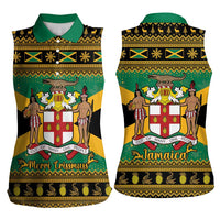 Jamaica Christmas Women Sleeveless Polo Shirt Coat Of Arms Merri Crissmuss - Wonder Print Shop
