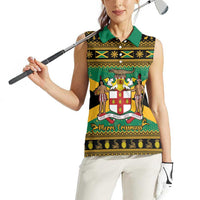 Jamaica Christmas Women Sleeveless Polo Shirt Coat Of Arms Merri Crissmuss - Wonder Print Shop