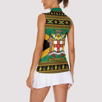 Jamaica Christmas Women Sleeveless Polo Shirt Coat Of Arms Merri Crissmuss - Wonder Print Shop