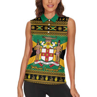 Jamaica Christmas Women Sleeveless Polo Shirt Coat Of Arms Merri Crissmuss - Wonder Print Shop