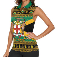 Jamaica Christmas Women Sleeveless Polo Shirt Coat Of Arms Merri Crissmuss - Wonder Print Shop