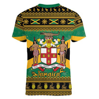 Jamaica Christmas Women V-Neck T-Shirt Coat Of Arms Merri Crissmuss - Wonder Print Shop