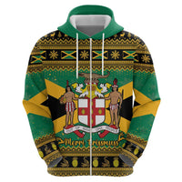 Jamaica Christmas Zip Hoodie Coat Of Arms Merri Crissmuss - Wonder Print Shop