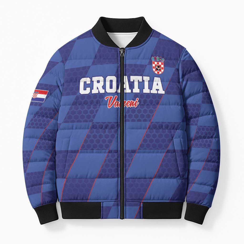 Custom Croatia Football Bomber Puffer Jacket Come On Vatreni - Wonder Print Shop